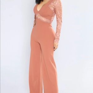 Hanna Lace cut out jumpsuit -Rose